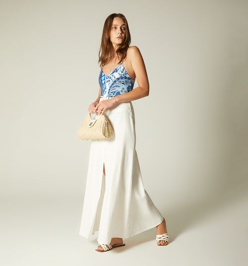 LONG SKIRT WITH WIDE WAISTBAND AND DETAIL