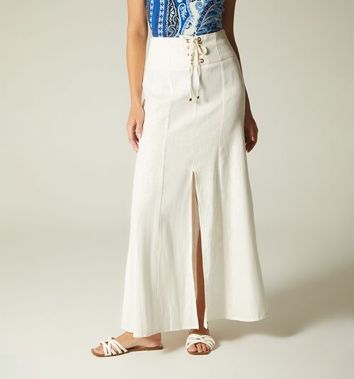 LONG SKIRT WITH WIDE WAISTBAND AND DETAIL