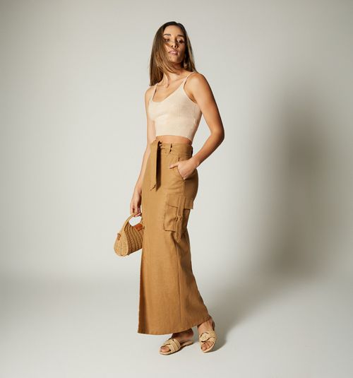 LONG SKIRT WITH BELT AND POCKETS TIP