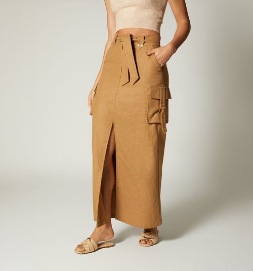 LONG SKIRT WITH BELT AND POCKETS TIP