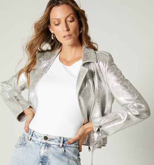 BIKER JACKET WITH FOIL EFFECT