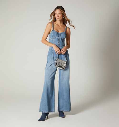 LONG STRAPLESS PALAZZO JUMPSUIT WITH CUPS