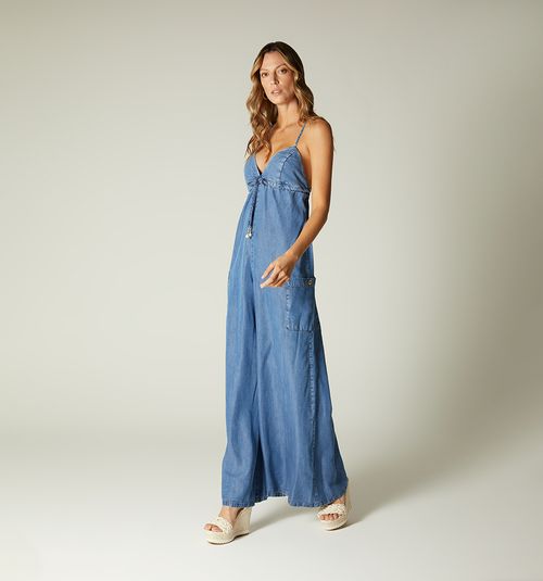 Deep Neck Palazzo Jumpsuit Back