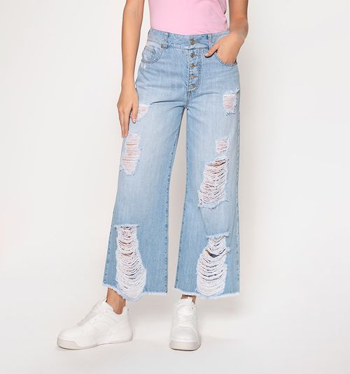 HIGH WAIST CULOTTE JEAN, FIVE POCKETS