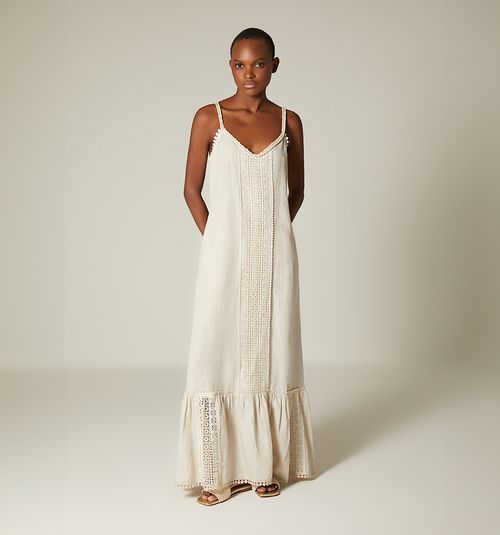 LONG DRESS WITH WIDE LACE IN CENTER