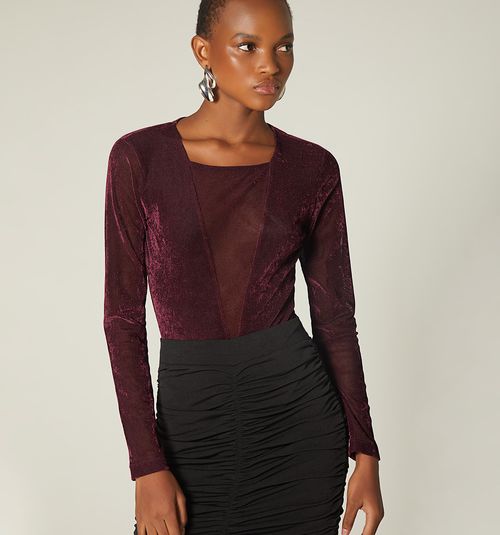 LONG SLEEVE BODY WITH DEEP NECKLINE