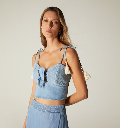 Tie Crop Top with Multiple Stitches