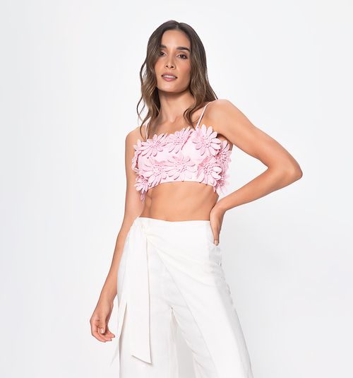 CROP TOP WITH FLORAL LACE