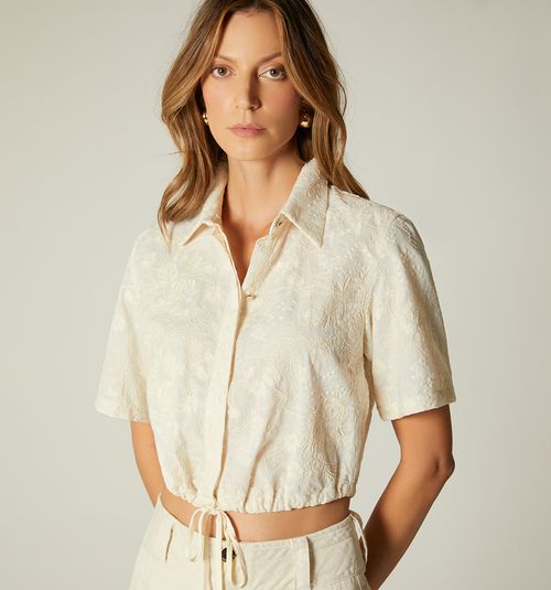 SHORT SLEEVE CROP BLOUSE