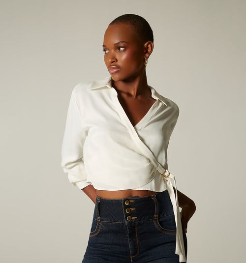 Long Sleeve Cross Front Blouse