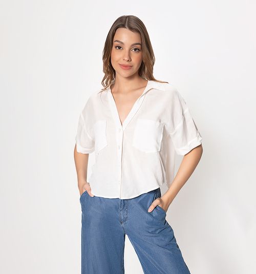 SHORT SLEEVE BLOUSE WITH POCKETS