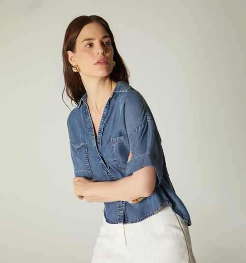 SHORT SLEEVE BLOUSE WITH POCKETS