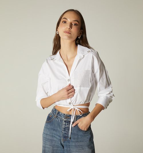 CROPPED SHIRT BLOUSE WITH CRIS DETAILS