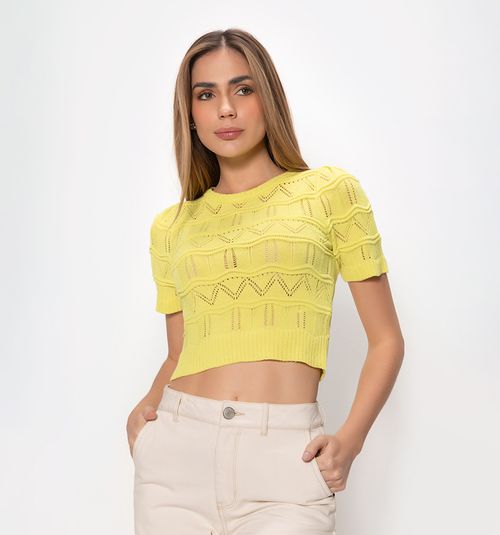 SHORT SLEEVE KNITTED LACE BLOUSE