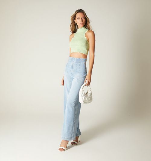 LACE AND OTTOMAN KNIT TOP