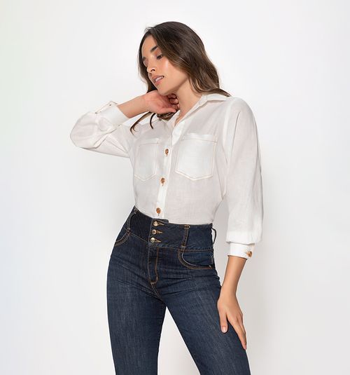 LONG SLEEVE BLOUSE WITH THREAD ENHANCEMENT