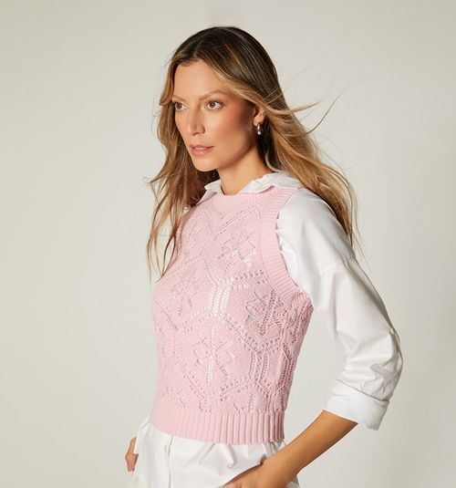 CROCHET-LIKE FABRIC TANK TOP