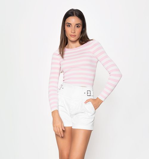 LONG SLEEVE KNITTED STRIPED BLOUSE