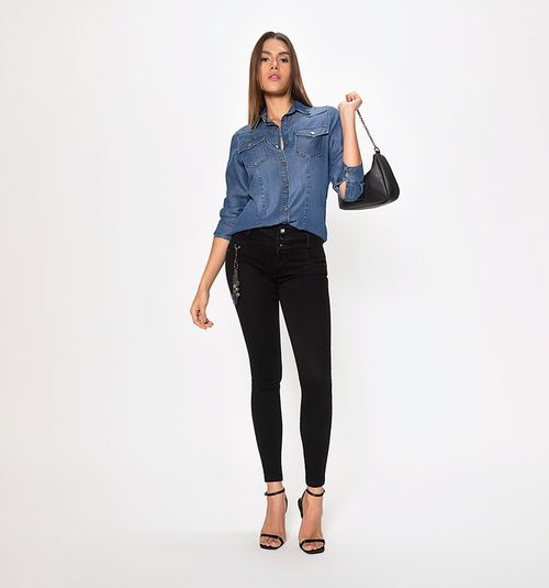 LONG SLEEVE SHIRT BLOUSE WITH SNAP BUTTONS