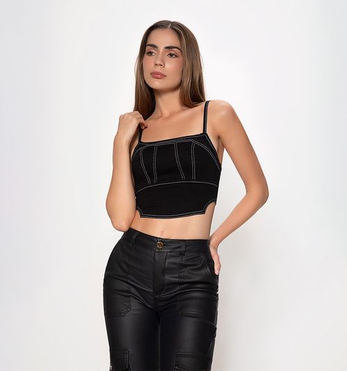 Crop Top Blouse with Straps, Threads Cutting in CO