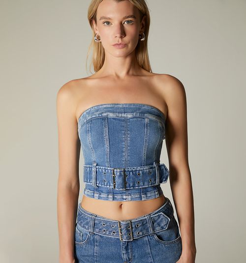 SHORT STRAPLESS BLOUSE WITH SAME BELT