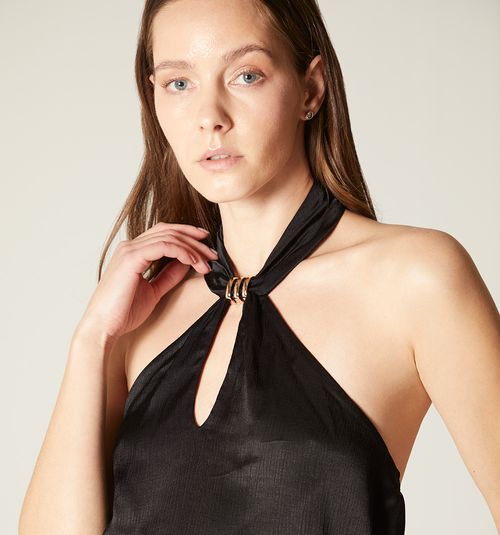 HALTER NECK BLOUSE WITH TRIM