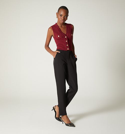 KNITTED SLEEVELESS BLOUSE WITH V-NECK