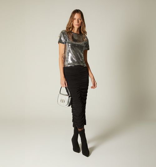 METALLIC ROUND NECK BLOUSE