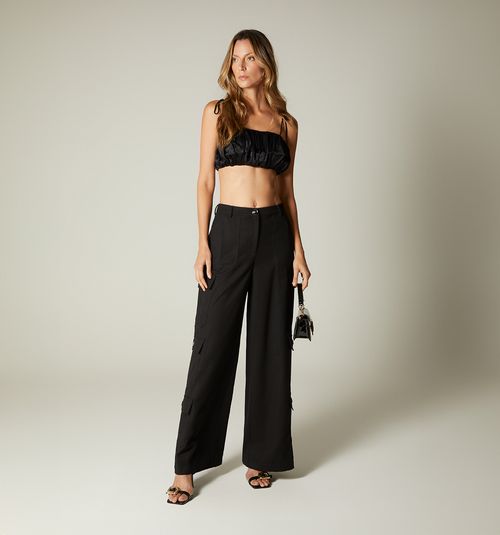 KNOTTED STRAP DRAPED FRONT CROP TOP