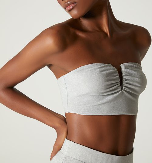 STRAPLESS BLOUSE WITH V-NECKLINE