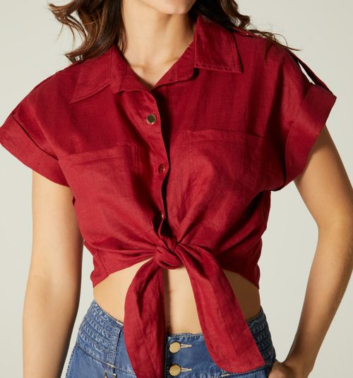 SLEEVELESS TIE SHIRT BLOUSE, COLOR