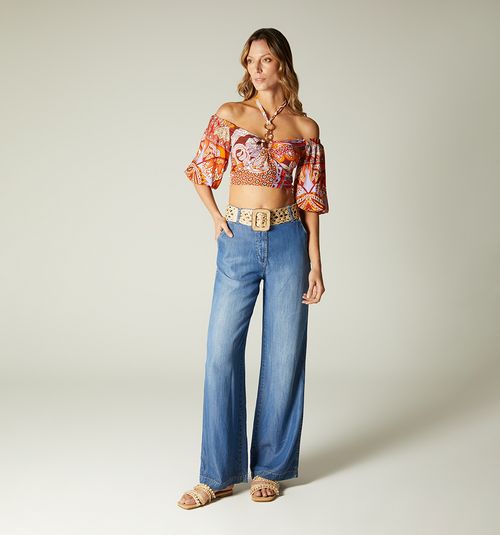 HIGH WAIST PALAZZO JEANS WITH BELT