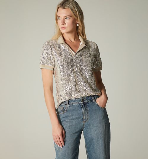 T-SHIRT STYLE BLOUSE SHORT SLEEVE WITH ZIP