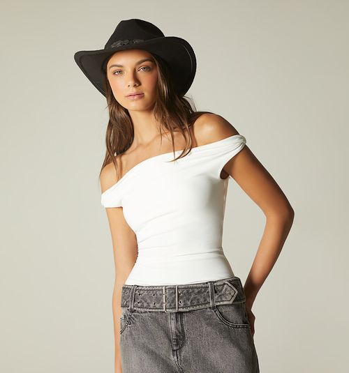 ASYMMETRICAL BLOUSE WITH TWISTED SHOULDER