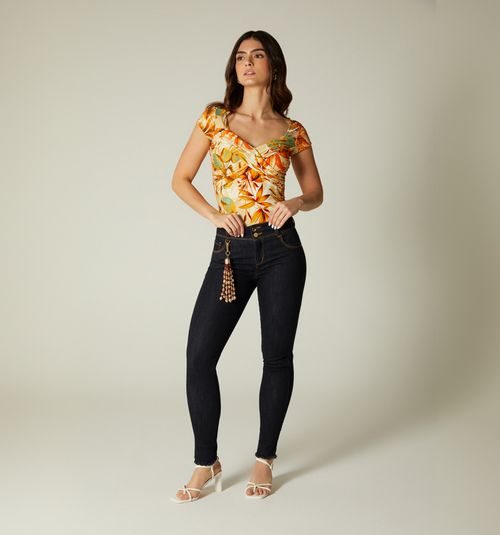 SHORT SLEEVE BLOUSE WITH BACK NECKLINE