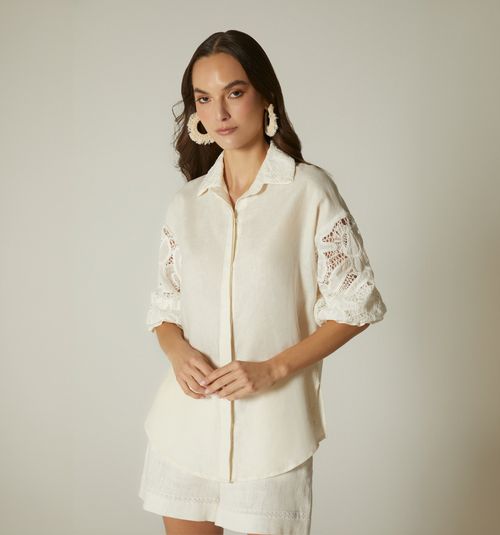 SHIRT DRESS WITH COMBINATION SLEEVES