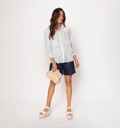 LONG SLEEVE SHIRT BLOUSE WITH FLOWERS