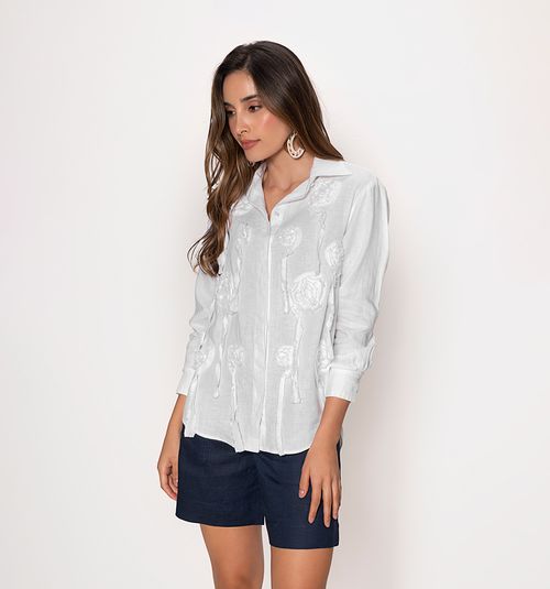 LONG SLEEVE SHIRT BLOUSE WITH FLOWERS