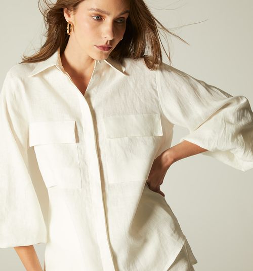 LONG SLEEVE BLOUSE WITH FLAP POCKETS