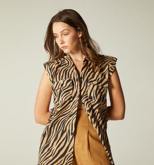 SLEEVELESS BLOUSE WITH BELT