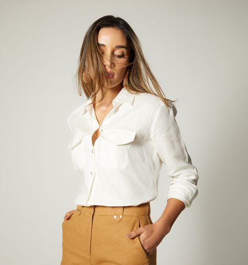 Long Sleeve Shirt Blouse with Pockets