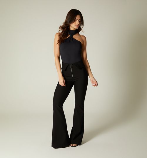 HIGH WAIST SKINNY LEG PANTS WITH DETAIL