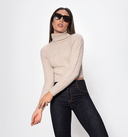 TURTLENECK KNIT SWEATER WITH RIBBING