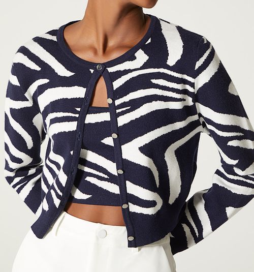 Zebra Design Cardigan and Top Set