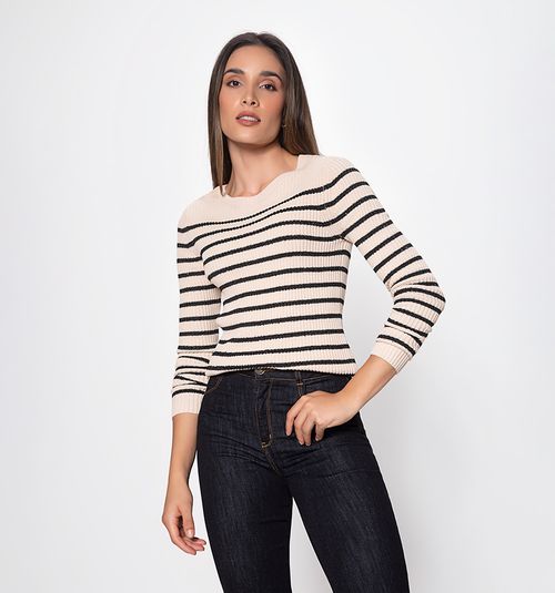 Striped Knit Sweater with Sequins