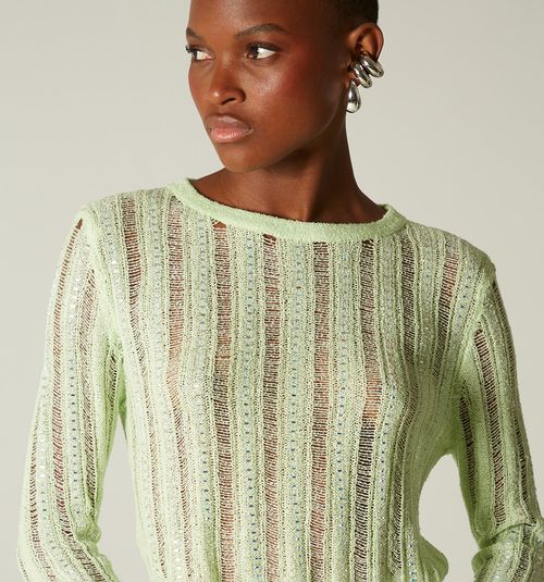 Sweater in knit eyelet pattern with hot F