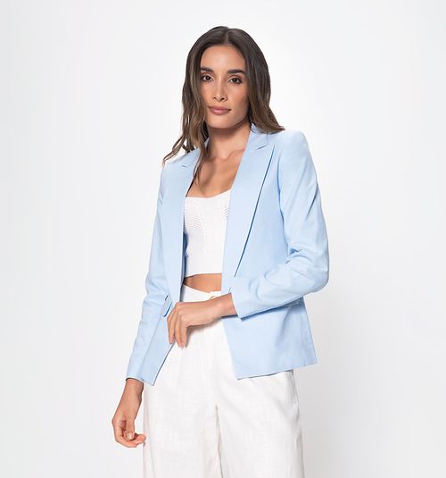 Long Sleeve Linen Blazer with Lapel