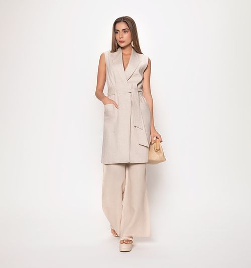 SLEEVELESS OVERCOAT WITH FRONT POCKETS