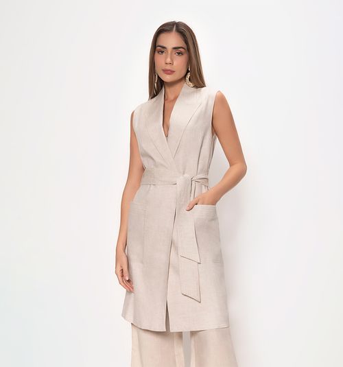 SLEEVELESS OVERCOAT WITH FRONT POCKETS