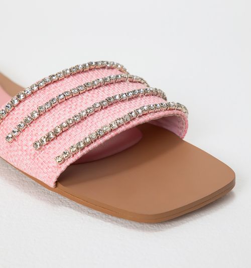 Flat Sandal with Woven Upper and CR